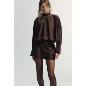 ZARA SATIN EFFECT SCARF DRESS